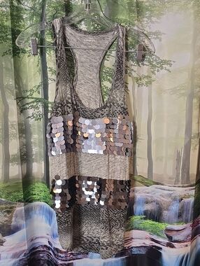 Express Sequin Animal Print Racerback Tank - Metallic Accents